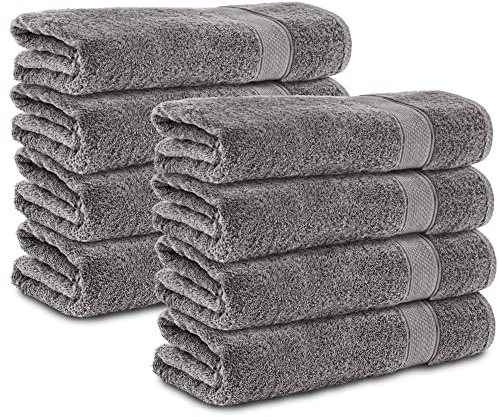 Komfortec 8er Handtücher 50x100 cm Set aus 100% Baumwolle, Frottee, Weich, Anthrazit Grau