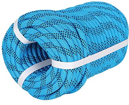Premium Polyester Braid Rope, 3/8IN 100FT, 3520 lb High Strength Arborist Bull Rope, Multi Purpose Strong Pulling Rope, for Gardening, Camping and Swing (Blue and Black)