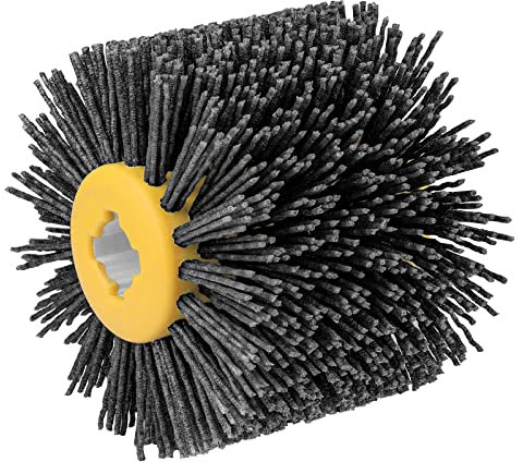 Shineboc Abrasivi Wire,Drum Brush #60 Spazzola Brunishing Lucidatura de nylon mobili in Legno Brillante per Lucidatura Striping Disegno Grit(Grigio)