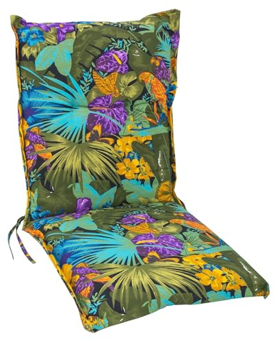 Spetebo Cojín universal con respaldo bajo, 105 x 50 cm, diseño de flores tropicales, multicolor con correa de sujeción