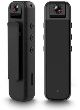 Caméra Corps HD, 1080P Infrarouge Vision Nocturne WiFi Enregistreur Vidéo Portable avec Clip Arrière, Détection de Mouvement Auto Save Action Camera avec Objectif Rotatif à 180°,