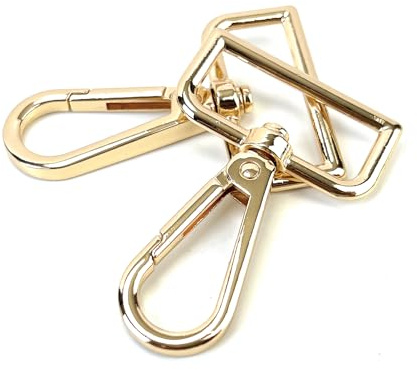 VersaKits 10 Pcs 1-1/2 Inch Light Gold D Ring Swivel Lobster Claw Clasps Push Gate Snap Hooks Trigger Clips for Purse Keychain Strap Making