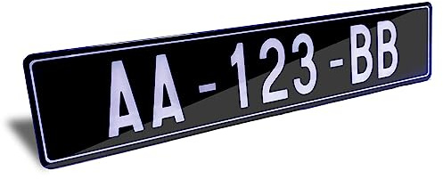 Générique 1 Plaque Auto Collection Noire - Liseré Blanc - Plaque Auto 520 x 110 mm - résistance aux Chocs, aux intempéries et Anti UV - avec Rivets