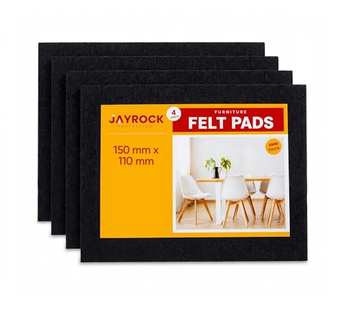 Furniture Pads for Hardwood Floors – Self-Adhesive Felt Pads Chair Leg Floor Protectors Pack of 4 – Cut To Size Pad Sheets for Laminate Floor – 150mm x 110mm (BLACK, 150mm x 110mm)