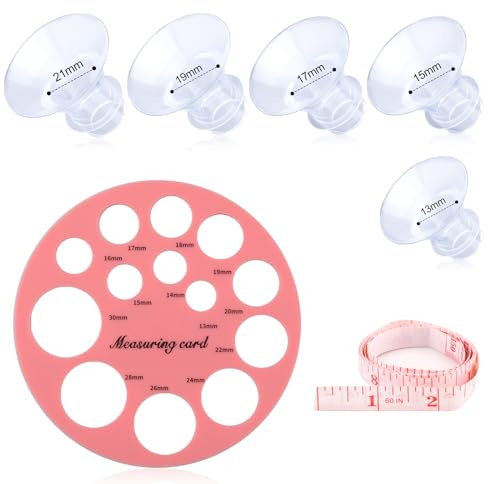 5 Pezzi di Inserti Flangia Tiralatte, con Set di Regole Morbide Compatibile con Tiralatte Indossabili TSRETE Medela Momcozy S9/S9Pro/S12/S12Pro (13/15/17/19/21mm)