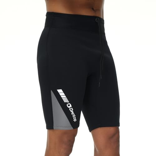 Owntop Neoprene Shorts for Men, 2MM Neoprene Wetsuit Pants, Adjustable Waistband, Lightweight Flexible for Surfing, Diving, Swimming, Jet Ski (Men's Gray, 2XL)
