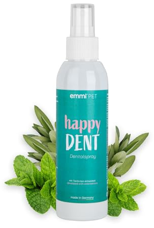 Emmi-pet Dental Spray for Dogs & Cats | Natural Plaque & Tartar Remover | Fresh Breath Oral Care | No Brushing Needed | Vegan & Cruelty-Free Pet Dental Care 150ml