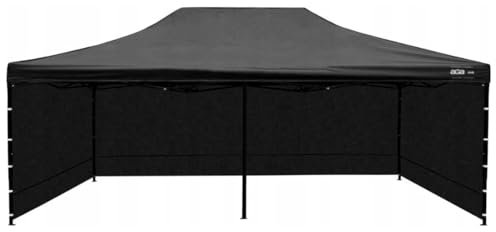 BDW - Pabellón - Carpa - Carpa para Fiestas - para Jardín, Terraza, Feria - Pabellón Impermeable, Estable - Cenador Plegable - 3 Paneles Laterales Incluidos - Pabellón Plegable 3x6m - Negro