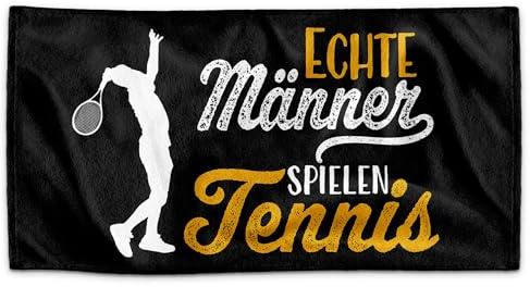 Print Royal PR Handtuch für Sportler mit Spruch - Echte Männer Spielen Tennis - Geschenk Sportler, Geschenk Tennis, Tennisspieler | Handtuch Geschenke für Männer, 140 x 70