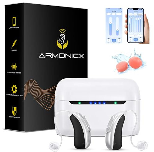 Amplificador Auditivo Recargable-Amplificador de Sonido para Mayores Inalámbricos y APP Móvil con 16 Canales de Nueva Generación y Uso Sencillo-Invisible-Manual Español (Par de 2 Amplificadores)