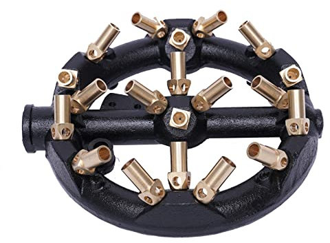 Wok chinois au gaz naturel - Brûleur à jet - 110 000 BTU - 20 embouts G1/2 - Forme ronde - Corps en fonte - Embouts en laiton