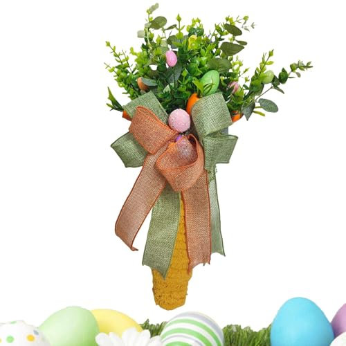 Künstlicher Osterkranz, Frühlingskranz Osterkranz | Künstlicher Fensterkranz - Dekorativer Osterkranz verziert mit Osterei und Schleifenknoten für Bauernhaus, Café-Tür