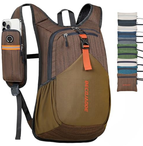 BECOJADDE 15L Wanderrucksack Herren Kleiner Rucksack Damen Leichter Daypack Tagesrucksack Faltbarer Trekkingrucksack für Camping Outdoor Wandern Travel, Schokoladenbraun