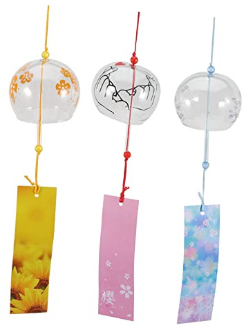 TOYANDONA Campane Vento Giapponesi 4 Pezzi in Vetro Suono Chiaro e Dolce, Decorazione Pratica per Cortili e Giardini in Stile Giapponese