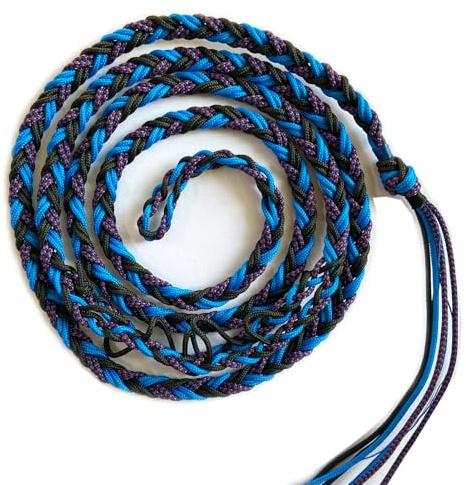 Parallel Halo Balearic Paracord Shepherd Sling (Old-Fashioned Slingshot) Handmade 6 Strands Braided Throwing Sling Tennis Ball Thrower (Black&Purple)