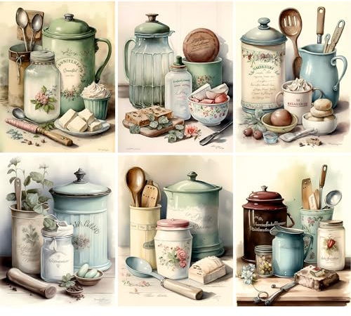 Carta di riso vintage da cucina, 21 x 27 cm, per decoupage, per mobili, tecnica mista, biglietti e artigianato, decoupage CRAFT KREATIVELY