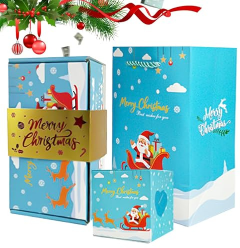 Explodierende Box mit Aufschrift Merry Christmas, 12-teilig, faltbar, wiederverwendbar, festlich, explodierende Box für roten Umschlag, Schmuck, Souvenirs, Urlaub, Party, Geburtstag, Hochzeit