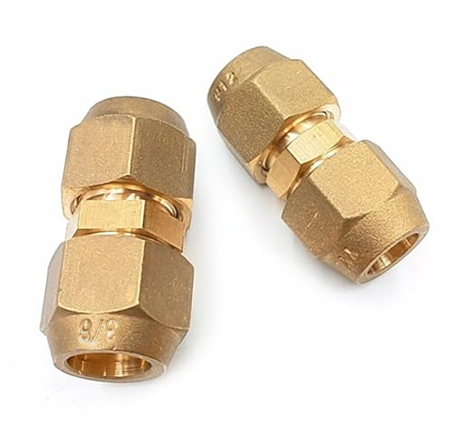Set de 2 extensiones de tubos, cable refrigerante de 1/4 y 3/8 – Juntas de cobre sin soldadura con tuerca para aire acondicionado, adaptador de doble tetina