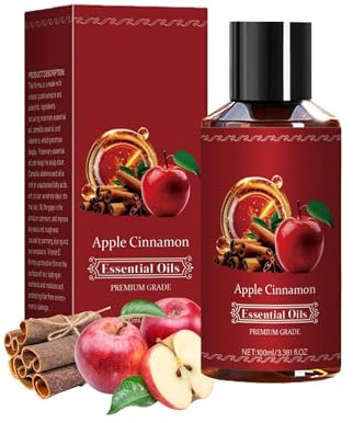 Apple Cinnamon Essential Oil, duftöl zimt, Ätherisches Apfel-Zimt-Haaröl, Herbst duftende, Trockenes und Krauses Haar Pflegen, Kräftiges und Widerstandsfähiges Haar, Seidig Glattes Haar (100ml, 1)