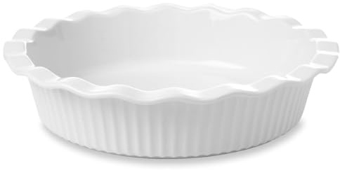 WishDeco Moule à Tarte 23 cm, Moule à Quiche en Céramique Rond 1500 ml, Plat Four à Gratin Blanc, Résistant au Four