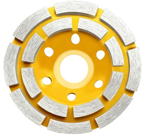 125mm 5 Inch Diamond Grinding Disc, Double Row Abrasive Wheel for Concrete, Stone Cutting Disc & Rock Slab Grinding, Compatible Discs for Concrete Grinder & Stone