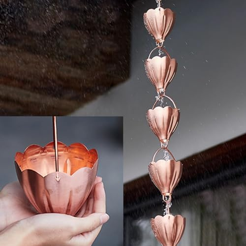 Regnkedja Hängande Lotus Regnavloppskedjor, Utomhus Nedloppsregnkedjor För Balkong/Ytterdörr/Korridor, Unik Blommig Premium Vattenkedja,36 m (118ft)