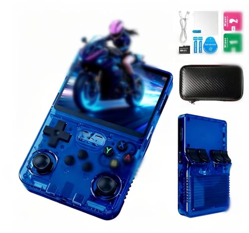 Lihaian R36S Retro Handheld Spielkonsole，128 G über 40.000 Spiele，Retro Konsole 3,5-Zoll-IPS-Bildschirm，Linux-System，Tragbare Mini-Arcade， unterstützt mehrere Emulatoren (R36s-Blau)