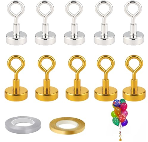 12Pcs Balloon Weight Set, Magnetic Weights for Balloons With 2PCS Ribbon, Helium Balloon Weights for Birthday, Wedding, Party Decorations – Strong Reusable Weights Hold Balloons Securely