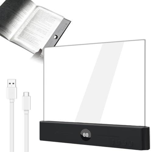 DEYOT Smart LED Book Light, Tragbare Flaches Buchlicht, Intelligente LED Buchlampe, Augenschutz Leselicht Buch Buchseite Licht Mit 3 Farben und Timer, Zum Lesen Im Bett Bei Nacht (Schwarz)