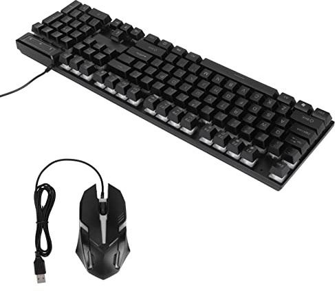 Cryfokt Combinazione di Tastiera e Mouse da Gioco a 104 Tasti, Ergonomica, Retroilluminata a LED, Risposta Rapida per Giocatori PC. Materiale ABS (#1)
