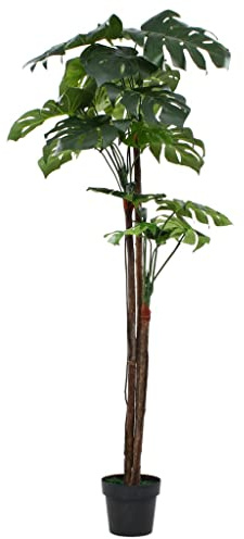 Bendmaxx Konstgjord monstera fönsterblad 170 cm grön med kruka, konstgjord växt av trästjälkar och plastblad för kontor, vardagsrum, fönsterbräda, hylla