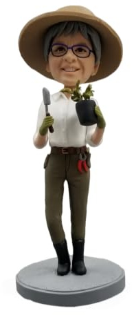 mydedor Figura 3D de cabeza bobblehead, figura de foto de jardinera femenina, figura de jardinería personalizada, regalo hecho a mano para entusiastas de las plantas, decoración coleccionable de