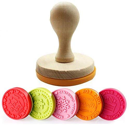 Wasond, set da 18 pezzi con 5 stampi in silicone per biscotti fatti in casa, 12 tagliapasta e una pressa in legno