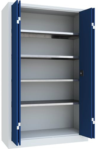 Pavoy | Falttürenschrank | Höhe 1950 mm | Breite 1200 mm | Tiefe 500 mm | grau/blau