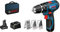Bosch Professional 12V System Akku-Schlagbohrschrauber GSB 12V-15 (inkl. 1x2.0 Ah Akku, 1x4.0 Ah Akku, Ladegerät GAL 12V-20, 39tlg.-Zubehör-Set, in Tasche)