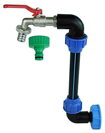 Raccord S60x6 en Col de Cygne 3/4 Étanche - Montage avec Sortie Robinet 3/4 Pouce, IBC Adaptateur pour Cuve Récupération d'Eau de Pluie 1000 Litres avec Raccord Rapide et Embout de Tuyau Manchon