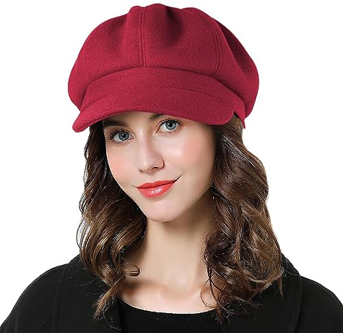 Superora Donne Berretto Newsboy Cappello Baker Berretto Piatto con Visiera Cappelli Lana Autunno Primavera Inverno