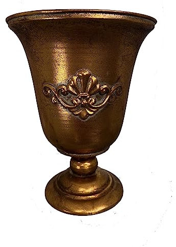 GMMH Copa de ánfora, jarrón decorativo, jarrón de flores, de metal antiguo, vintage, decoración retro (LN52-5, color plateado)