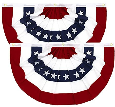 Flaglink Amerikanische Plissee-Flagge, Breite ca. 180 cm, 2 Stück US-Patriotische Wimpelkette