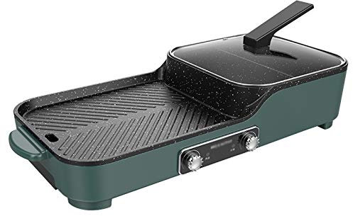 Griglia Barbecue 2 in 1 Portatile Elettrico Hot Pot Grill multifunzionale Indoor TEPPANYAKI GRILL GRILL PAN 1600W Dual Temperature Sistema di controllo della temperatura per il BBQ coreano Grill Steek