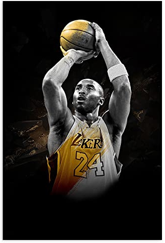 ZHONGYUTONG Kobe Bryant Kunstdruck auf Leinwand Basketball Sportspieler Wandbilder Poster Basketball Fan Wanddekoration Geschenke für Jungen Schlafzimmer (60x90cm Kein Rahmen)