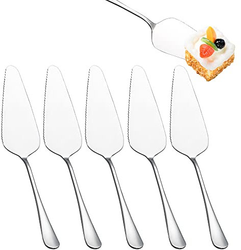 Vasemele 5 Pezzi Posate Pie Servers Coltello per Torta in Acciaio Inossidabile Paletta Dolce Seghettata Cake Server Coltello Torta Acciaio Inossidabile Pala per Torta Acciaio Inox