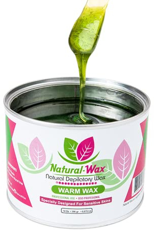 Natural Wax Depilatory - Professional Organic Moisturizer for Gentle Soft Wax Hair Removal on Sensitive Skin (14 oz)