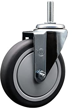 Thermoplastic Rubber Swivel Threaded Stem Caster - 5 x 1.25 Gray Wheel and 3/4 Stem - 300 lbs Capacity/Caster - Service Caster Brand