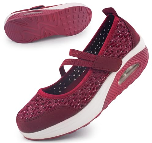 Git-up Zapatos Cómodos para Caminar para Mujeres con Correa Ajustable, Zapatos de Enfermería Casuales de Malla Transpirable Zapatillas Ligeras de Cojín de Aire 1922