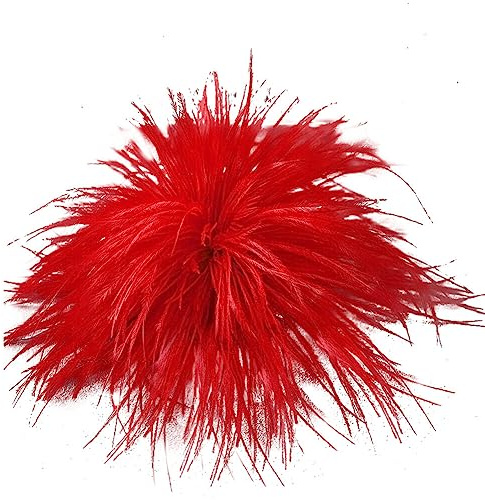Modische Feder Brosche, iSpchen flauschige Feder Haarschmuck Straußenfeder Schmücken Zubehör für Haarspangen Mädchen Brosche Frauen Party Strand Haarschmuck Anstecknadel, Rot