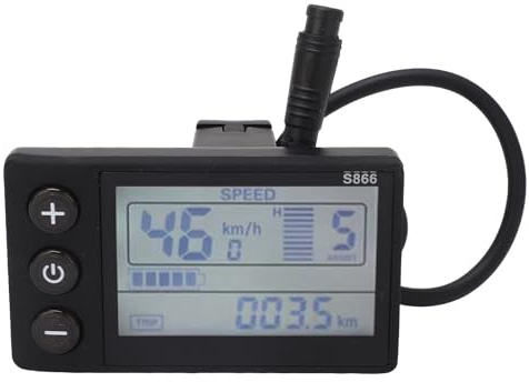 BuyWeek Elektrofahrrad S866 LCD Display, 24 V 36 V 48 V 60 V Fahrradcomputer Wasserdichter Elektrofahrrad Tachometer Kilometerzähler E-Bike LCD Anzeigefeld