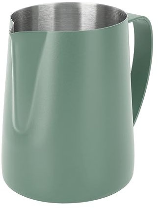 Caraffa per Latte 480ml in Acciaio Inox Brocca per Schiumare il Latte Tazza per Latte con Misurazione Interna per Barista Cappuccino Espresso Facendo(Verde scuro)