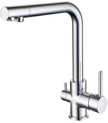 Spülenarmatur Küche Doppelsteuerungswasserhahn Reines Wasser Vollkupfer Drehbares Warm- Und Kaltwasser Küche Drei-In-Eins-Dual-Use-Schalter Galvanik