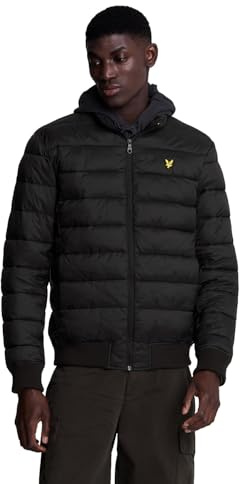 Lyle & Scott Men's Funnel Neck Wadded Jacket, Jet Black, XL